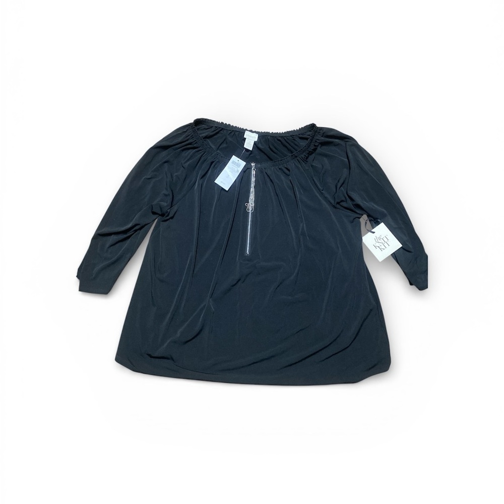 Chico's Elegant Black Top with Front Zipper